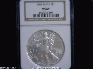 2005 Eagle S$1 Ngc Ms 69 American Silver Coin 1oz photo