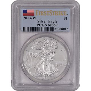 2013 - W American Silver Eagle Uncirculated Burnished - Pcgs Ms69 - First Strike photo