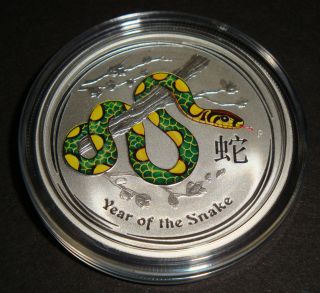 2013 - 1/2 Oz Colorized Year Of The Snake Australia Bullion Fine Silver Coin photo