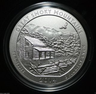 2014 America The 5 Oz Silver Coin Great Smoky Mountains National Park photo