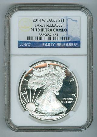 2014 Proof Silver Eagle+ West Point+ Pf 70+ Ngc+ Early Releases + photo