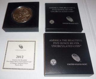2012 P Atb 5 Ounce Silver Uncirculated Coin,  El Yunque Forest,  Us, photo