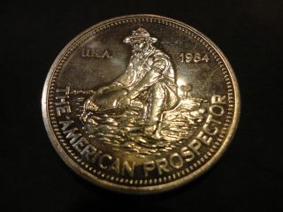 Engelhard The American Prospector 1984 1 Toz.  999 Fine Silver Coin Round photo