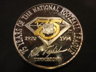 Bowl Xxix 1995 Nfl 1 Toz.  999 Fine Silver Coin Round,  75 Year Anniversary photo