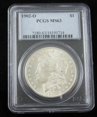 1902 O Morgan Silver Dollar Uncirculated Pcgs Ms 63 Coin Great Investment photo