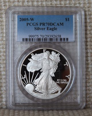 2005 - W Pr70 Dcam American Silver Eagle Ase Pcgs - - S&h photo