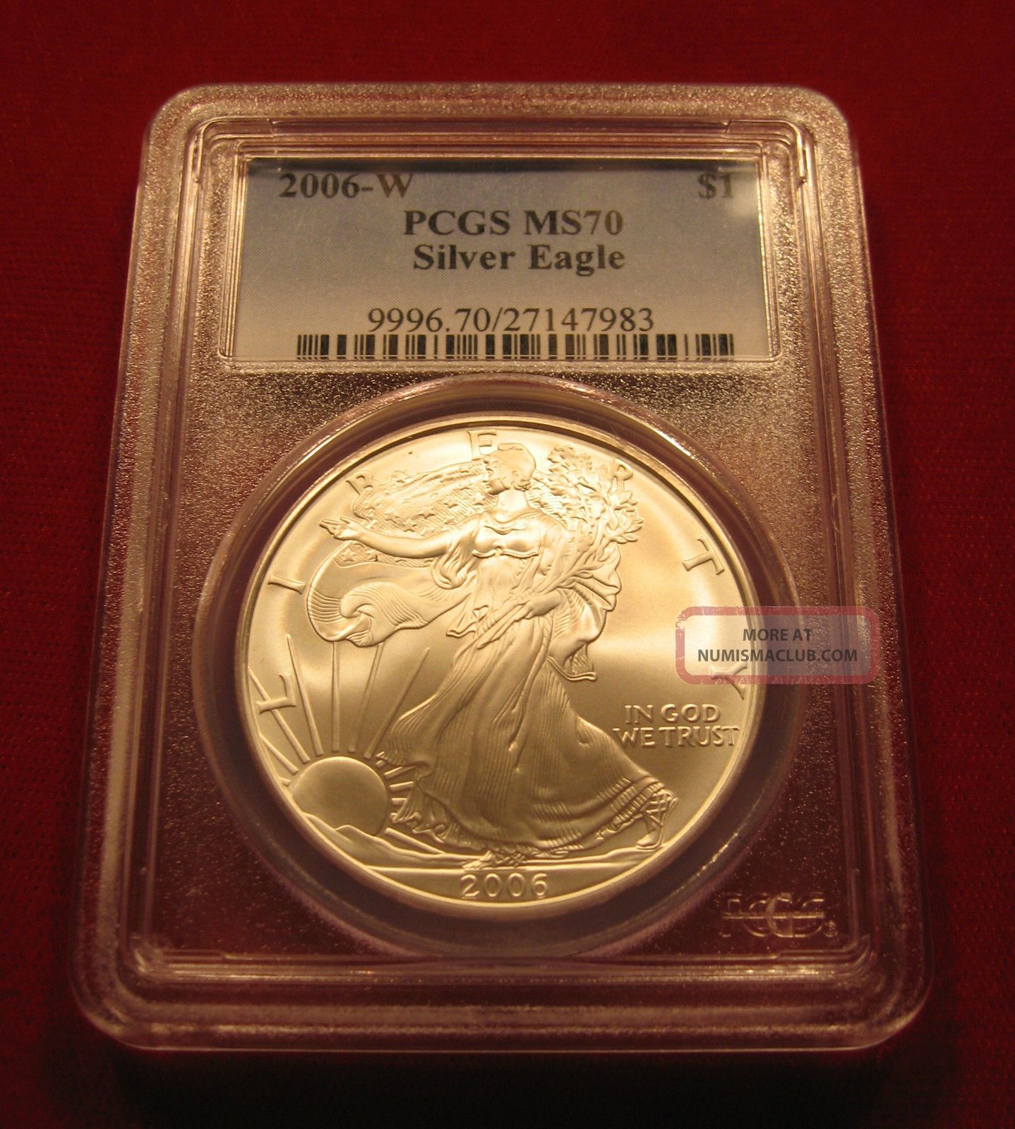 2006 - W $1 Burnished Silver American Eagle Coin Pcgs Ms70 Incredible