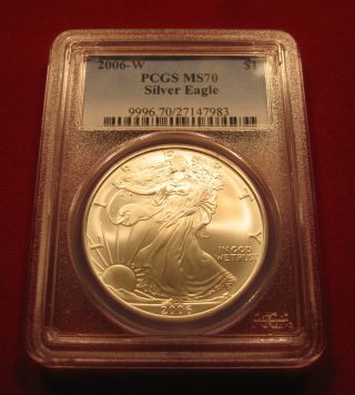 2006 - W $1 Burnished Silver American Eagle Coin Pcgs Ms70 Incredible Flawless Gem photo