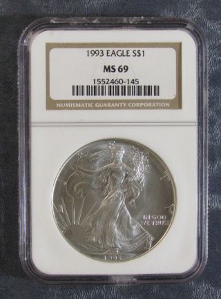 1993 Ngc Ms69 American Silver Eagle $1 Dollar Coin - photo