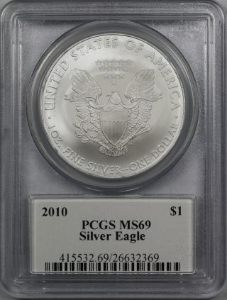 2010 American Silver Eagle $1 Ms 69 Pcgs John M.  Mercanti Signature photo