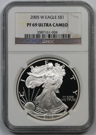 2005 - W American Silver Eagle $1 Proof Pf 69 Ultra Cameo Ngc photo