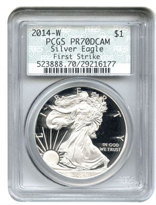 2014 - W Silver Eagle $1 Pcgs Proof 70 Dcam (first Strike,  Doily Label) photo