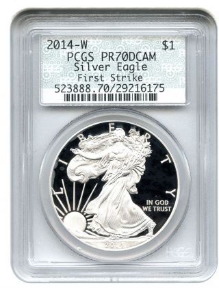 2014 - W Silver Eagle $1 Pcgs Proof 70 Dcam (first Strike,  Doily Label) photo