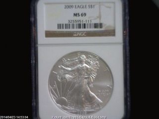 2009 Eagle S$1 Ngc Ms 69 American Silver Coin 1oz photo