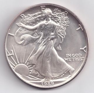 1989 1 - Troy Ounce American Silver Eagle 1 - Troy Oz. .  999 Silver photo