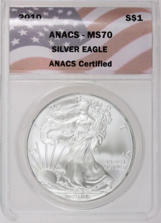 2010 American Silver Eagle $1 - Anacs Ms 70 - photo