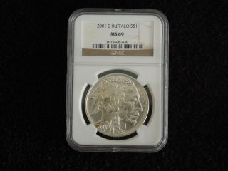 2001 D American Buffalo Silver Dollar Ngc Ms69 photo
