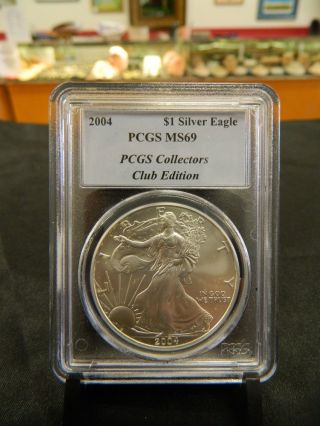 2004 Silver American Eagle Pcgs Ms69 Collectors Club Edition 497 photo