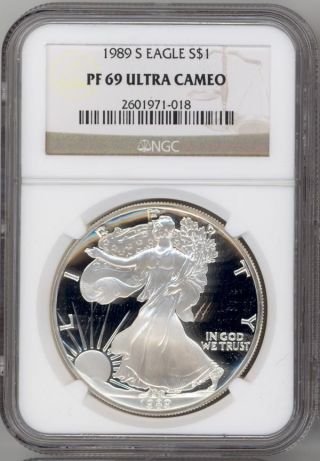 1989 - S Proof Silver Eagle Graded Ngc Pf69 Ultra Cameo 103 photo