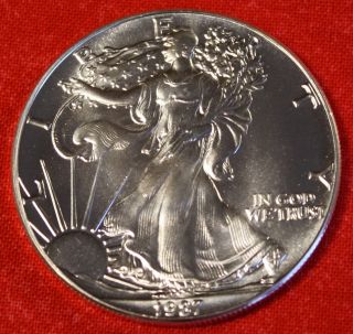 American Silver Eagle 1987 Dollar 1 Oz.  999% Bu Great Collector Coin Gift photo
