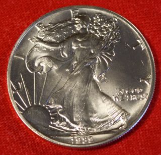 American Silver Eagle 1989 Dollar 1 Oz.  999% Bu Great Collector Coin Gift photo