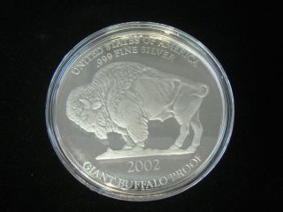 2002 Silver Giant Buffalo Bullion Proof Coin -.  999 - 1oz Fine Silver photo