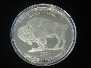 2003 Silver Giant Buffalo Bullion Proof Coin -.  999 - 1oz Fine Silver photo