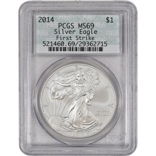 2014 American Silver Eagle - Pcgs Ms69 - First Strike - Doily Label photo
