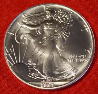 American Silver Eagle 1990 Dollar 1 Oz.  999% Bu Great Collector Coin Gift photo