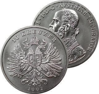 2002 Austria 10 Kreuzer 1 Oz Silver Coin Gem Bu photo