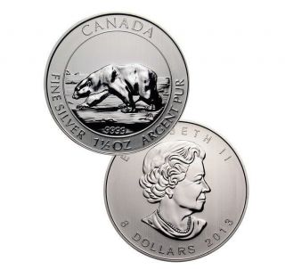 1.  5 Troy Oz.  Fine Silver Coin - Polar Bear (2013) photo