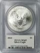 2012 Silver Eagle Pcgs Ms69 $1 John M.  Mercanti Signature Silver photo 1