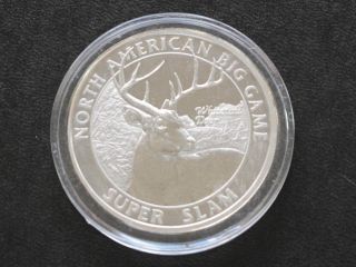 Whitetail Deer Silver Art Round North American Big Game Slam C8131 photo