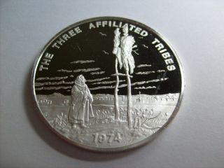 . 999 Silver Round Three Affiliated Tribes Indian Tribal Series Franklin photo