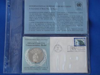 1971 Un Support For Refugees Silver Medal Fdc B2302 photo