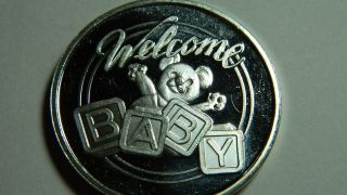 1999 Welcome Baby Teddy Bear Collectible.  999 Fine Silver 1oz Round Ag - 88 photo