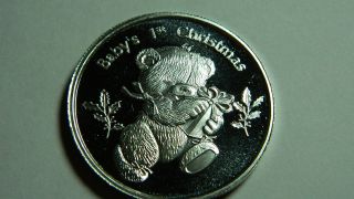 1995 Baby`s First Birthday Bear Collectible.  999 Fine Silver 1oz Round Ag - 84 photo