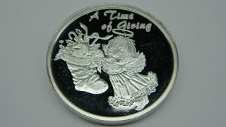 2002 A Time Of Giving Christmas Angel 1oz.  999 Fine Silver Ag53 photo