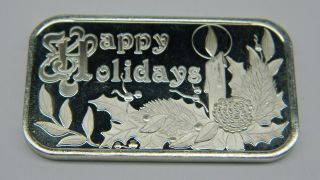 Happy Holidays With Christmas Candle1oz.  999 Fine Silver Ag129 photo