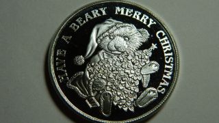 1997 Have A Beary Merry Christmas Collectible.  999 Fine Silver 1oz Round Ag - 77 photo