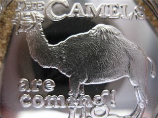 1.  Oz 999 Silver Coin Rare R.  J Reynolds Cigarettes The Camels Are Coming +gold photo
