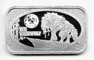 The Werewolf Mythological 1 Oz.  999 Silver Art Bar.  Serial 12 photo