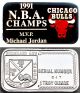 91,  92,  93 Nba 3 - Peat Champ Chicago Bulls Michael Jordan 3.  999 Silver Bar Silver photo 1