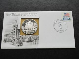 Indiana First Edition Proof Fdc Silver Medal A6626 photo