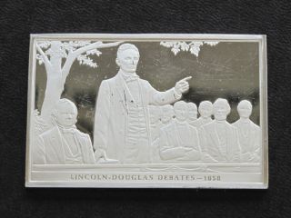Lincoln Douglas Debates 1858 Silver Art Bar A7720 photo