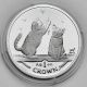 Isle Of Man Somali Kittens 2001 Crown Cat 1 Troy Oz.  999 Silver Proof Coin Silver photo 1