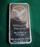 1 Oz.  999 Silver Bar Commemorative William H.  Harrison.  The Hamilton B - 002 Silver photo 1