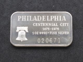 Philadelphia Centennial City Silver Art Bar A6403 photo