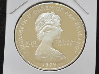 1978 Elizabeth Ii Zealand Commemorative One Dollar Silver Art Round C8365l photo