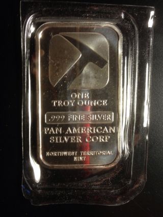 Pan American 1troy Ounce.  999 Fine Silver Bar photo